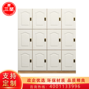 三圣 办公家具木质更衣柜员工柜健身房储物柜瑜伽馆带锁存包柜美发店浴室换衣柜 3层12门