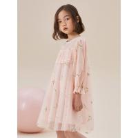 [1件5折价:139.5]moomoo童装女童休闲公主裙春秋新款女孩A型飘逸绣花网纱裙子