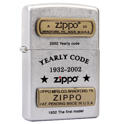 美国ZIPPO打火机芝宝韩版古银古铜贴章底刻深雕周年纪念银底金贴章周年纪念