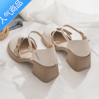 SUNTEK玛丽珍鞋2023年夏季新款网红配裙子仙女晚晚风温柔高跟包头凉鞋女