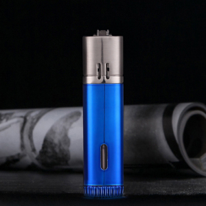 jobon中邦充气打火机防风创意蓝焰直冲砂轮打火机双火点雪茄火机