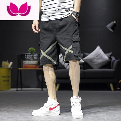 七斓夏季工装短裤男ins潮牌2023新款韩版马裤宽松休闲五分中裤子