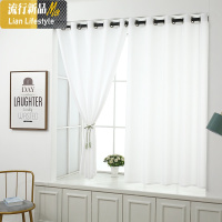 白纱窗帘免打孔安装透光不透人卧室阳台遮光防晒白色纱窗纱帘成品 三维工匠