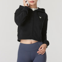 安德玛(UNDERARMOUR)女装新款Project Rock连帽外套健身训练运动休闲夹克1377446-001 ZP