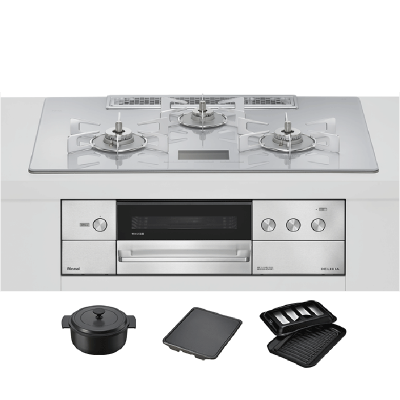 日本代购林内DELICIA75(电源版 带汤锅 )燃气灶嵌入式天然气RHS72W38M14VNSTW亮白镜面24年最新款