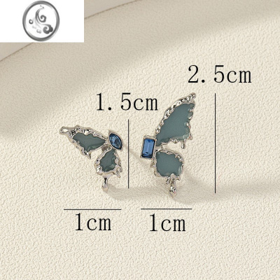 JiMi不对称蓝色蝴蝶耳饰个性夏天耳夹耳洞女耳环小众设计感耳钉高级