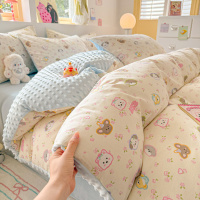 AB面纯棉豆豆绒床上四件套全棉加绒被套加厚珊瑚牛奶绒床单三件套_549