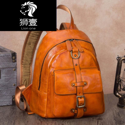 狮壹（Lionone）轻奢品牌复古包包女皮包头层牛皮女包背包女双肩包女真皮韩版2019新款时尚