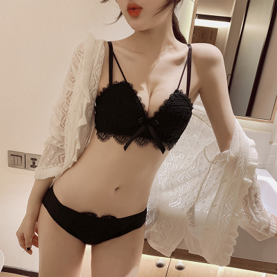 恋名媛内衣女性感聚拢薄款透气柔软收副乳内衣女无钢圈调整型文胸套装文胸套装