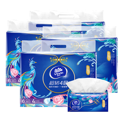 维达超韧4层软抽(凤穿牡丹)4层S码100抽×6包×4提