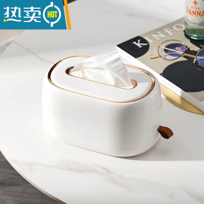 敬平桌面自动升降纸巾盒客厅轻奢家用卧室厨房弹力托抽纸盒壁挂式 白金色[内置弹簧、自动升降]