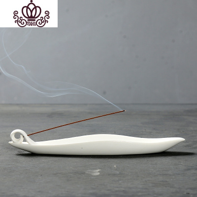 封后创意陶瓷香薰炉线香炉陶瓷檀倒流香炉佛具茶香道创意卧居室摆件白瓷一叶扁舟——线香炉香薰灯炉/器具