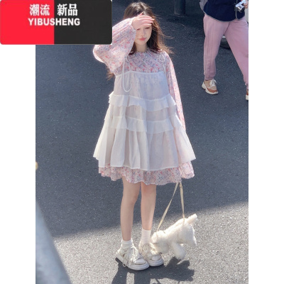 YIBUSHENG季新款法式茶歇今年流行漂亮看气质设计感小众碎花连衣裙女