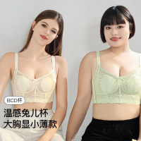 兔耳杯夏季内衣女大胸显小薄款收副乳上托聚拢调整型无钢圈文胸罩