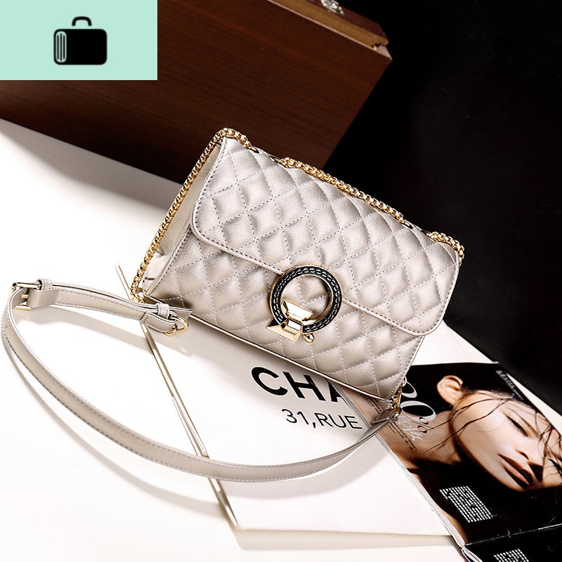 ins单肩包百搭少女包包斜挎韩版女学生菱格链条港风复古小方包NEW LAKE女士单肩包