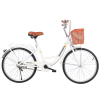 26寸自行车24寸轻便实心胎免充气女式大学生代步上班普通单车
