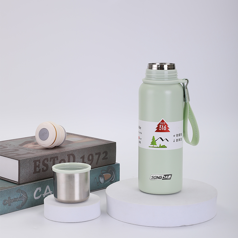 松道 保温杯 食品级车载便携保温杯浅绿色600ML