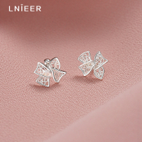 999纯银镂空蝴蝶结耳钉女养耳洞螺丝拧扣耳环2025新款小众耳饰品送女朋友老婆情人节七夕生日礼物