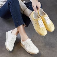 头层牛皮德训鞋女2026春季新款百搭系带休闲小白鞋运动单鞋阿甘鞋
