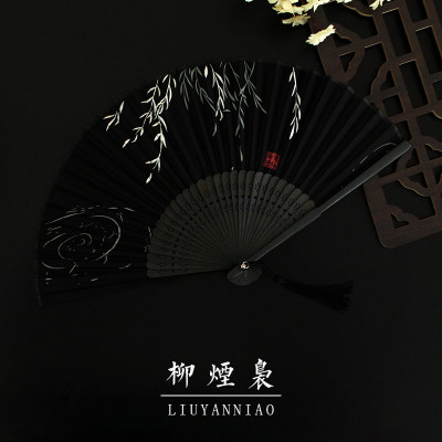 送扇套中国风扇子折扇夏天日式折扇可爱女季扇子和风跳舞蹈折叠扇三维工匠深棕色梅香满绣