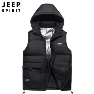 JEEPspirit马甲男冬季新款无袖外穿石墨烯棉服保暖连帽外套2990