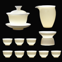 MULTIPOTENT整套功夫茶具套组中国白羊脂玉瓷陶瓷茶具套装精美礼盒装白瓷13头套组