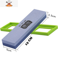 磨刀石家用细磨菜刀磨刀器超细家用厨房油石开刃器 敬平 绿色硅胶底座棕刚玉磨刀石15X5磨刀棒