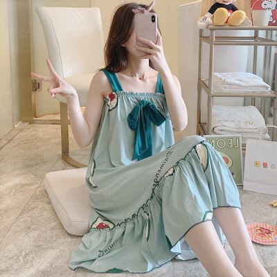 SUNTEK睡裙女夏季薄款莫代尔可爱学生吊带加肥加大码女士睡衣夏天家居服