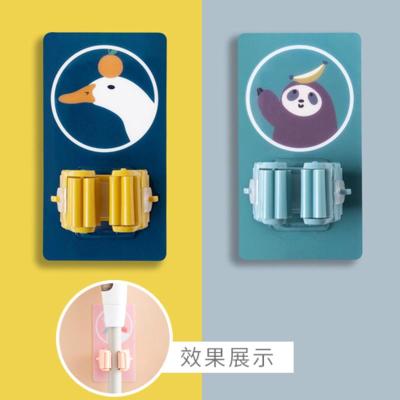 敬平挂钩强力粘胶贴墙壁壁挂厨房创意可爱挂勾无痕免打孔门后浴室粘钩咔咔鸭+树小懒两个装拖把夹