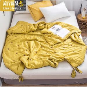 小清新兔耳朵少女蝴蝶结爱心刺绣花莫代尔天丝夏凉被子薄空调被芯 三维工匠