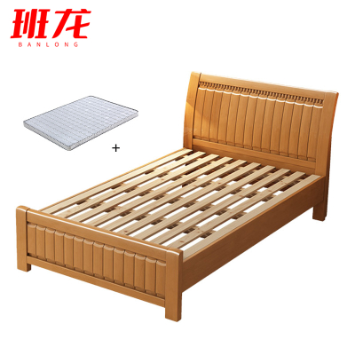 班龙木质床136*206cm+床垫榉木色套