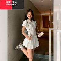 YIBUSHENG学院风白色泡泡袖衬衫连衣裙女季气质收腰小个子甜美短裙