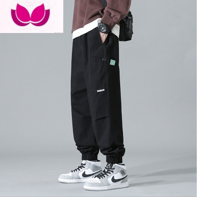 七斓日系工装裤子男款黑色夏季潮牌束脚裤休闲长裤美式大码宽松