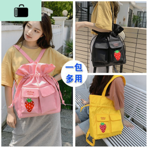 帆布包女单肩学生书包韩版日系多用双肩包ins大容量手提补习布袋NEW LAKE女士单肩包