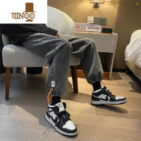 YANXU束脚牛仔裤男夏季潮流宽松复古直筒阔腿裤港风ins网红抽绳长裤子