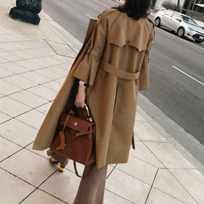 七斓大码女装秋2020新款微胖mm西装领外套中长款时尚显瘦风衣200斤潮风衣