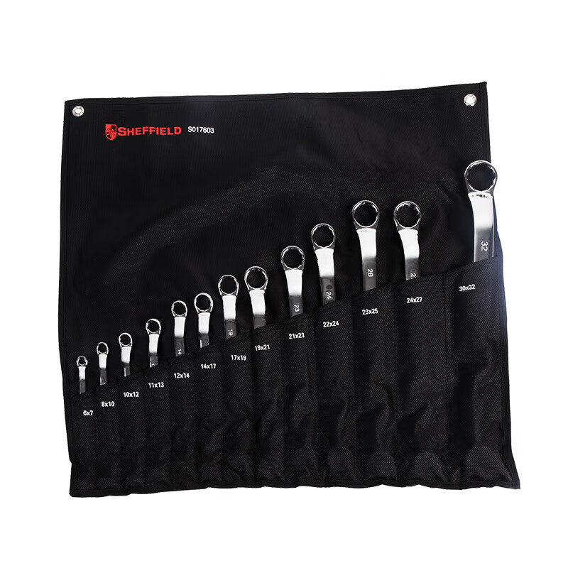 钢盾(SHEFFIELD) S017603 13件套公制精抛光双梅花扳手组套[家用]