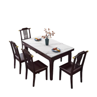 白寅 BY-YZSY-02 一桌四椅 实木岩板餐桌 紫檀色(单位:套)