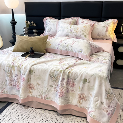 高端100支莱赛尔天丝空调被四件套可机洗夏凉被冰丝丝滑凉感薄被