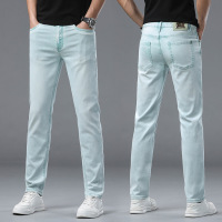 春夏牛仔裤修身款男潮流休闲弹力时尚感商务小直筒裤中腰薄款
