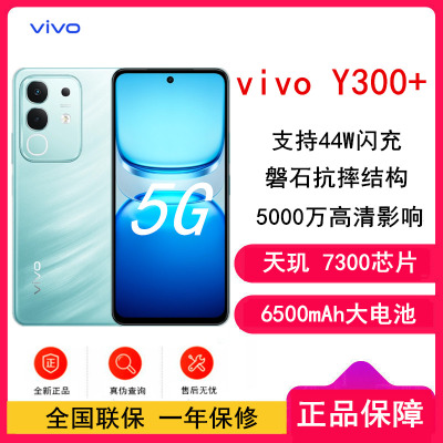 [全新]vivo Y300+ 青色 8GB+256GB 天玑7300 5G芯 6500mAh电池 44W充电 5000万高清影像 5G 手机