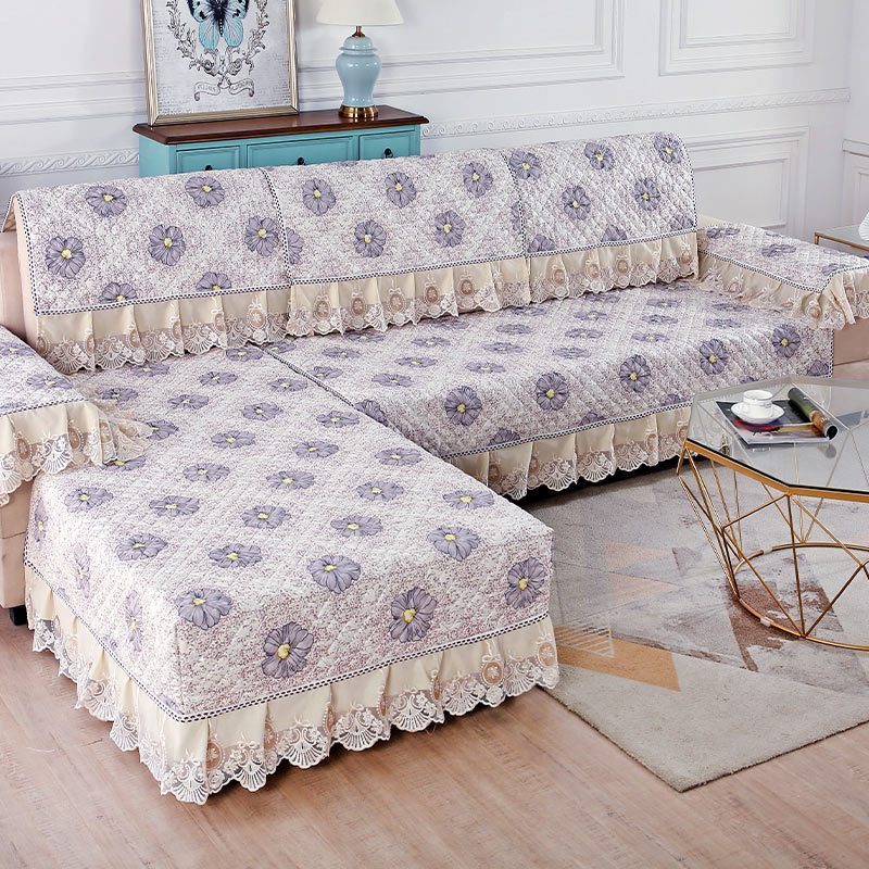 家柏饰(CORATED)沙发垫四季通用坐垫靠背垫北欧简约布艺沙发套罩防滑全包盖布 霓裳紫 70*70