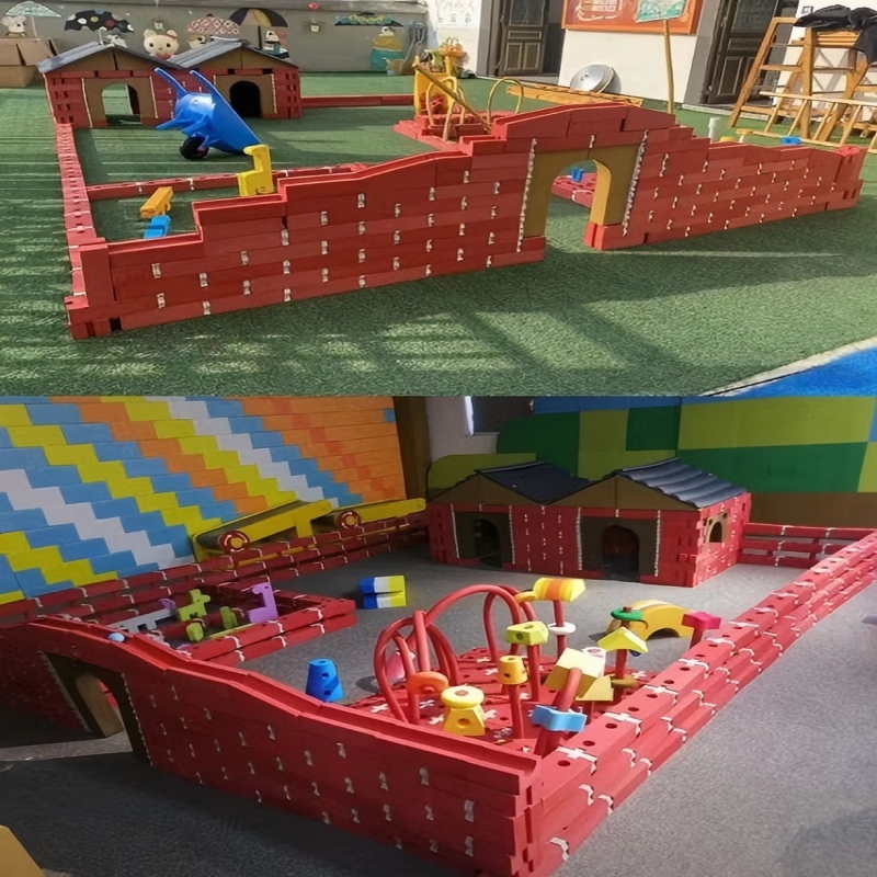 幼儿园砖筑大师户外EVA红砖构建区拼搭砌砖1436件