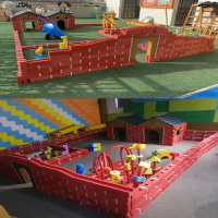 幼儿园砖筑大师户外EVA红砖构建区拼搭砌砖1436件