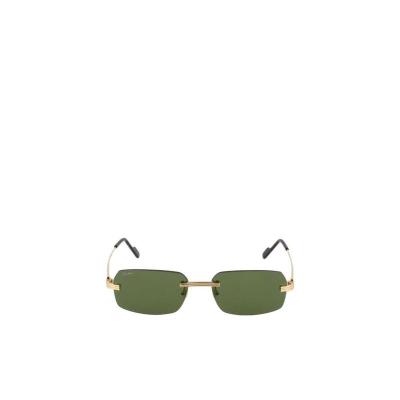 卡地亚(Cartier)金色logo太阳镜男绿色镜片醋酯纤维直镜腿户外休 绿色