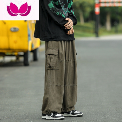 七斓日系复古拼接工装裤男宽松直筒阔腿裤原宿ins潮牌休闲裤子