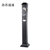 洛苏通盛不锈钢垃圾桶烟蒂柱灭烟桶带烟灰缸室外电梯口立式屋顶式黑色烤漆烟灰柱