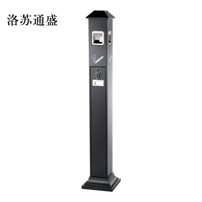 洛苏通盛不锈钢垃圾桶烟蒂柱灭烟桶带烟灰缸室外电梯口立式屋顶式黑色烤漆烟灰柱