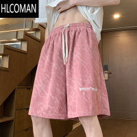 HLCOMAN水波纹花短裤男夏季薄款沙滩休闲大码美式宽松大裤衩运动五分裤子