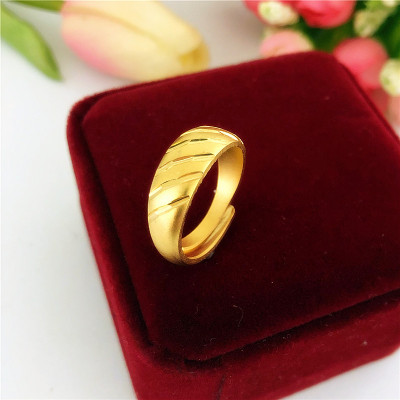 新款沙金戒指男女镀厚金满天星流星雨情侣结婚戒首饰仿金久不掉色送女朋友老婆情人节七夕生日礼物